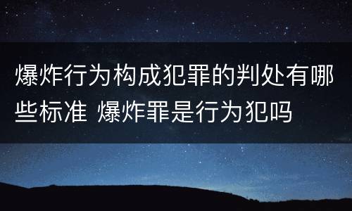 爆炸行为构成犯罪的判处有哪些标准 爆炸罪是行为犯吗