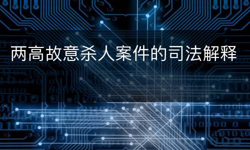 两高故意杀人案件的司法解释