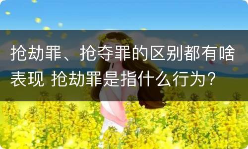 抢劫罪、抢夺罪的区别都有啥表现 抢劫罪是指什么行为?