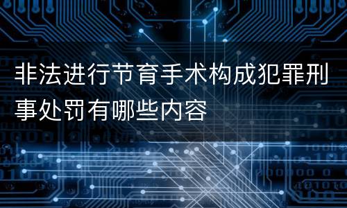 非法进行节育手术构成犯罪刑事处罚有哪些内容