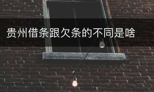 贵州借条跟欠条的不同是啥