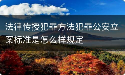 法律传授犯罪方法犯罪公安立案标准是怎么样规定