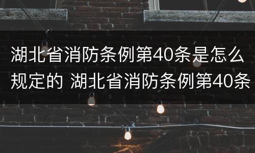 湖北省消防条例第40条是怎么规定的 湖北省消防条例第40条是怎么规定的呢