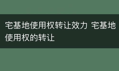 宅基地使用权转让效力 宅基地使用权的转让