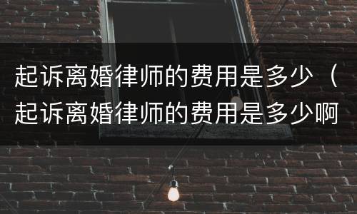 起诉离婚律师的费用是多少（起诉离婚律师的费用是多少啊）