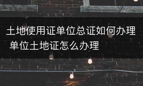 土地使用证单位总证如何办理 单位土地证怎么办理