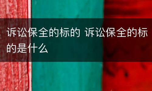 诉讼保全的标的 诉讼保全的标的是什么