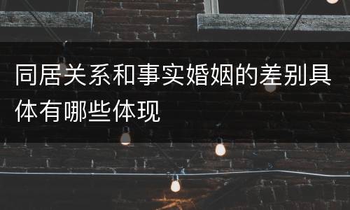 同居关系和事实婚姻的差别具体有哪些体现