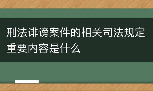 刑法诽谤案件的相关司法规定重要内容是什么