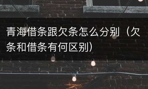 青海借条跟欠条怎么分别（欠条和借条有何区别）