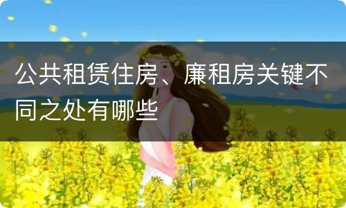 公共租赁住房、廉租房关键不同之处有哪些