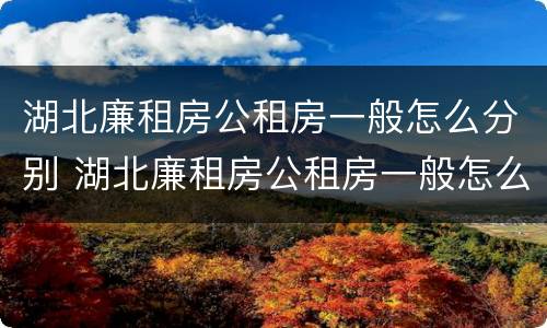 湖北廉租房公租房一般怎么分别 湖北廉租房公租房一般怎么分别申请的