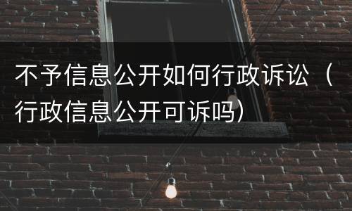 不予信息公开如何行政诉讼（行政信息公开可诉吗）