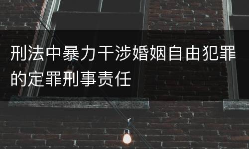 刑法中暴力干涉婚姻自由犯罪的定罪刑事责任