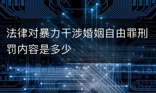 法律对暴力干涉婚姻自由罪刑罚内容是多少
