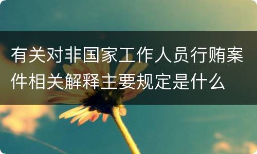 有关对非国家工作人员行贿案件相关解释主要规定是什么