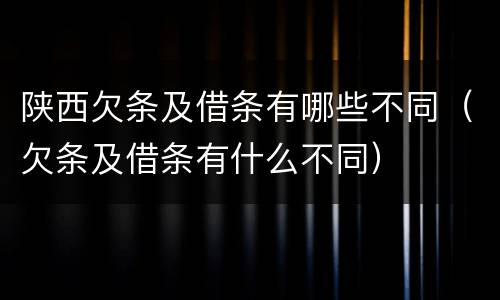陕西欠条及借条有哪些不同（欠条及借条有什么不同）