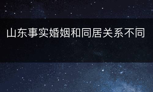 山东事实婚姻和同居关系不同