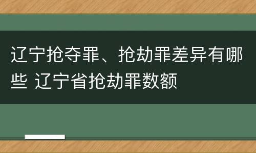 辽宁抢夺罪、抢劫罪差异有哪些 辽宁省抢劫罪数额