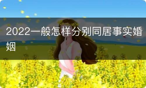 2022一般怎样分别同居事实婚姻