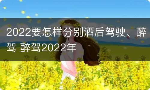 2022要怎样分别酒后驾驶、醉驾 醉驾2022年