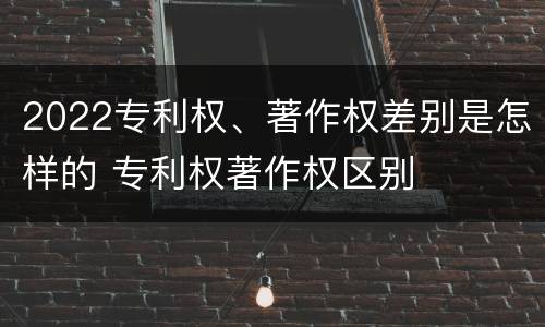 2022专利权、著作权差别是怎样的 专利权著作权区别