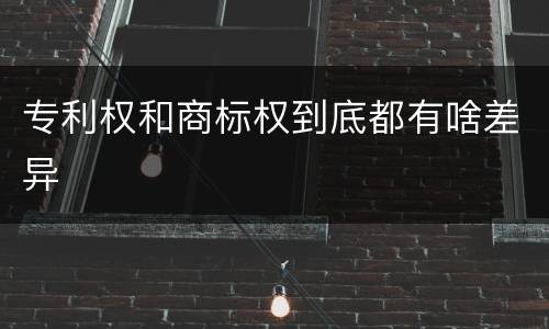 专利权和商标权到底都有啥差异