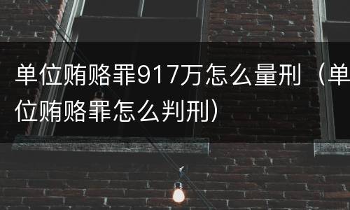 单位贿赂罪917万怎么量刑（单位贿赂罪怎么判刑）