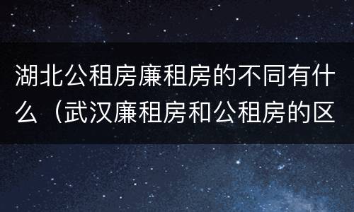 湖北公租房廉租房的不同有什么（武汉廉租房和公租房的区别）