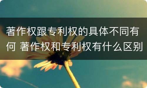 著作权跟专利权的具体不同有何 著作权和专利权有什么区别