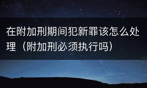在附加刑期间犯新罪该怎么处理（附加刑必须执行吗）