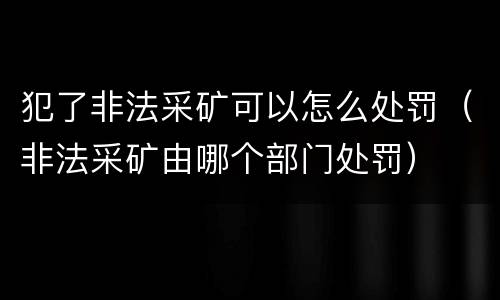 犯了非法采矿可以怎么处罚（非法采矿由哪个部门处罚）