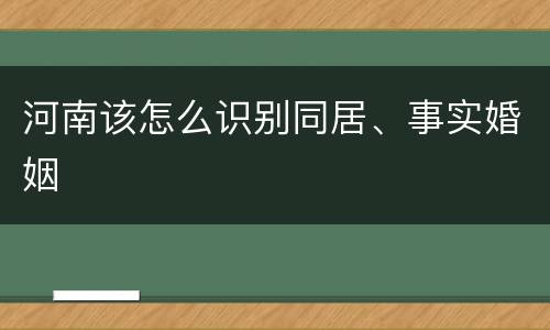 河南该怎么识别同居、事实婚姻