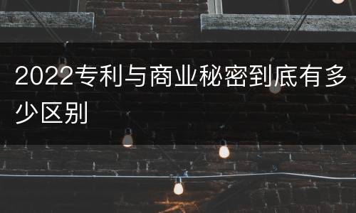 2022专利与商业秘密到底有多少区别