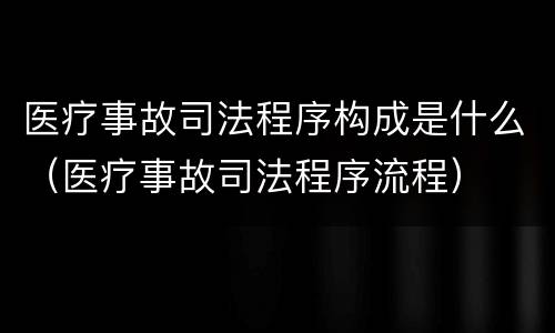 医疗事故司法程序构成是什么（医疗事故司法程序流程）