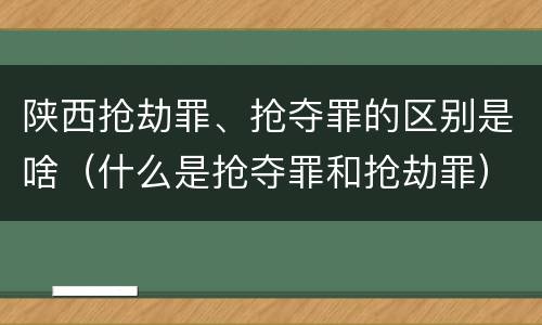 陕西抢劫罪、抢夺罪的区别是啥（什么是抢夺罪和抢劫罪）