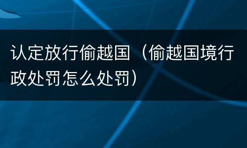 认定放行偷越国（偷越国境行政处罚怎么处罚）