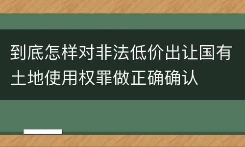 到底怎样对非法低价出让国有土地使用权罪做正确确认