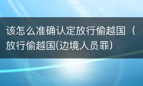 该怎么准确认定放行偷越国（放行偷越国(边境人员罪）