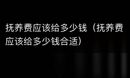 抚养费应该给多少钱（抚养费应该给多少钱合适）