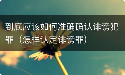 到底应该如何准确确认诽谤犯罪（怎样认定诽谤罪）