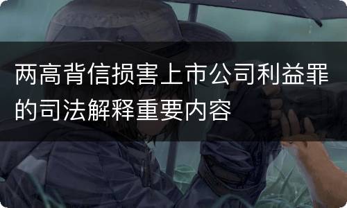两高背信损害上市公司利益罪的司法解释重要内容