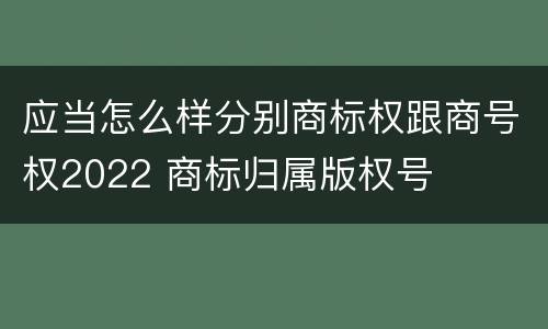 应当怎么样分别商标权跟商号权2022 商标归属版权号