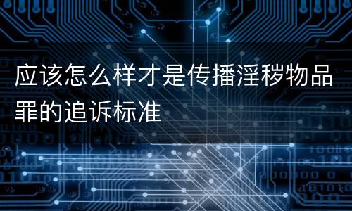 应该怎么样才是传播淫秽物品罪的追诉标准