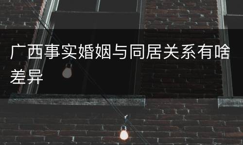 广西事实婚姻与同居关系有啥差异