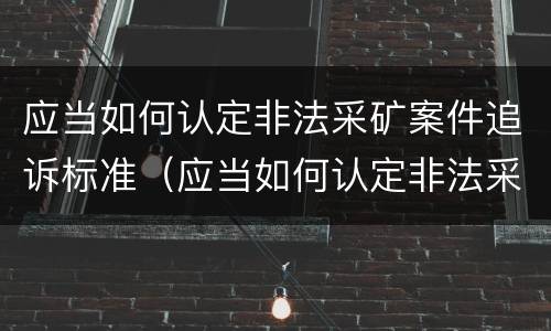 应当如何认定非法采矿案件追诉标准（应当如何认定非法采矿案件追诉标准）