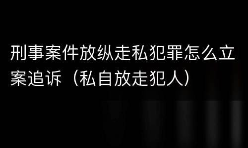 刑事案件放纵走私犯罪怎么立案追诉（私自放走犯人）