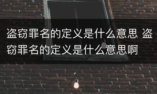 盗窃罪名的定义是什么意思 盗窃罪名的定义是什么意思啊