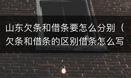 山东欠条和借条要怎么分别（欠条和借条的区别借条怎么写）