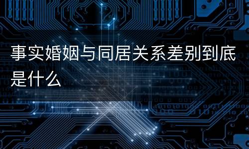 事实婚姻与同居关系差别到底是什么